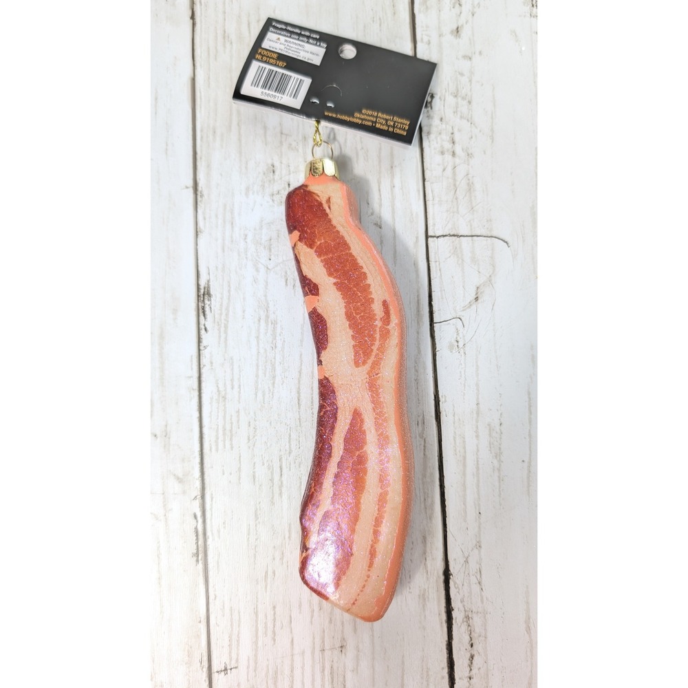Glass Bacon 7" Ornament Robert Stanley Foodie Breakfast Food‎ NEW